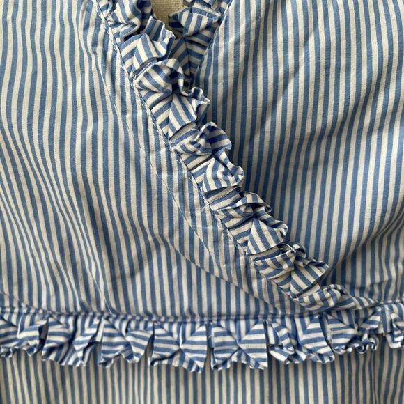 Talbots Empire Y2K Cut Blue White Stripe Sleeveless Cotton Tank M - Picture 5 of 10